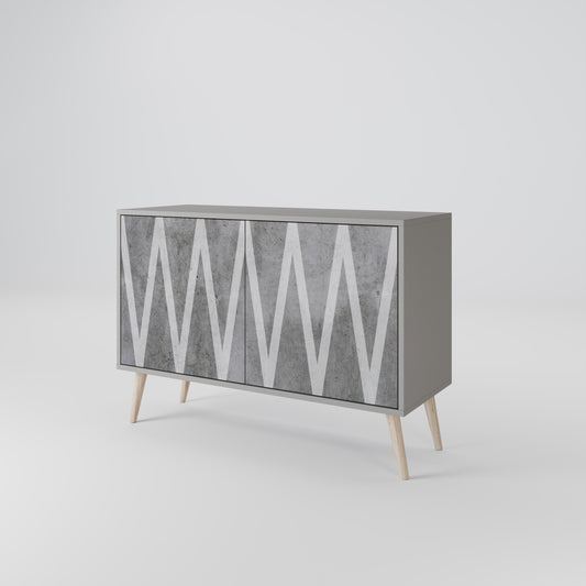 SOLID ZIG ZAG 2-Door Sideboard in Grey Finish