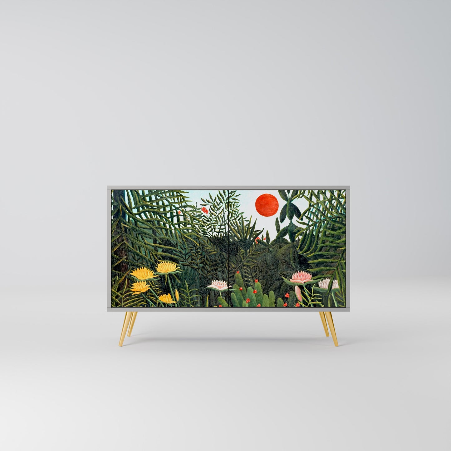 Credenza a 2 ante VIRGIN FOREST WITH SUNSET in finitura grigia
