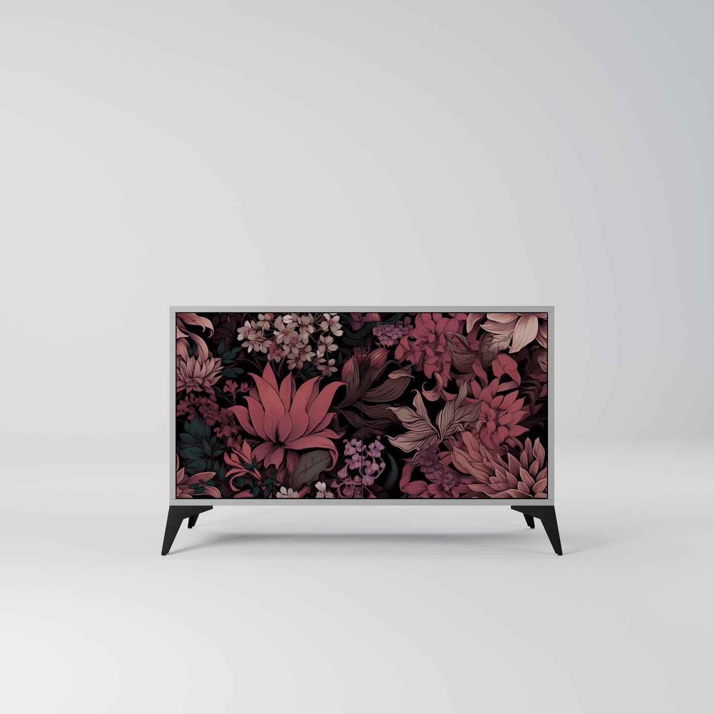FLORAL WHISPER 2-Door Sideboard in Grey Finish