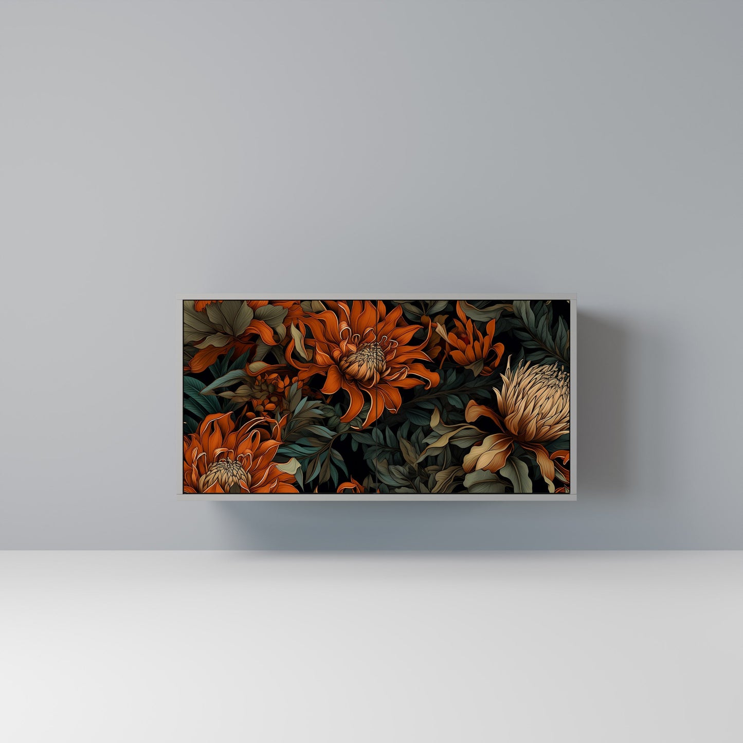 Credenza a 2 ante DAWN BLOOM in finitura grigia