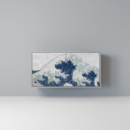 THE GREAT WAVE AT KANAGAWA 2-Door Sideboard in Grey Finish