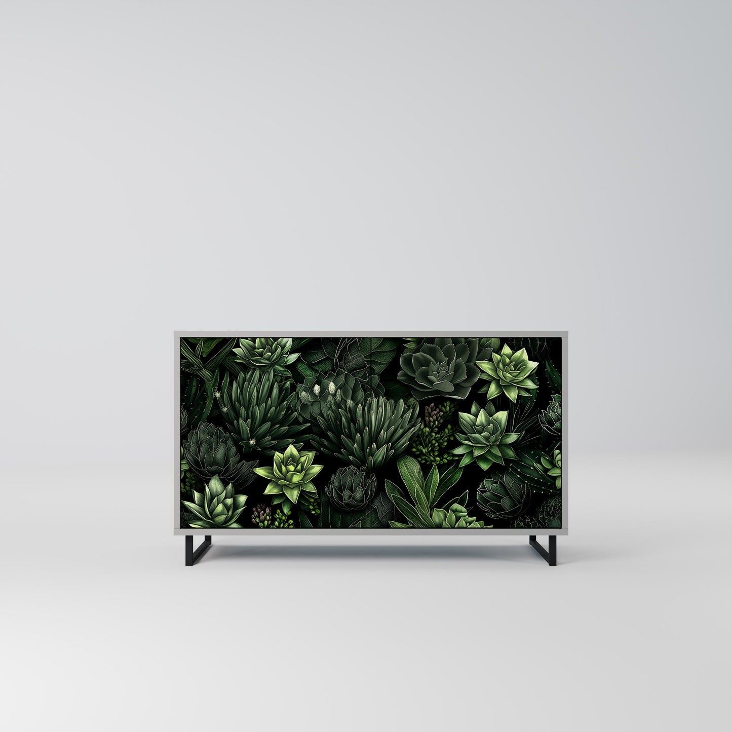 SUCCULENT JUNGLE 2-Door Sideboard in Grey Finish