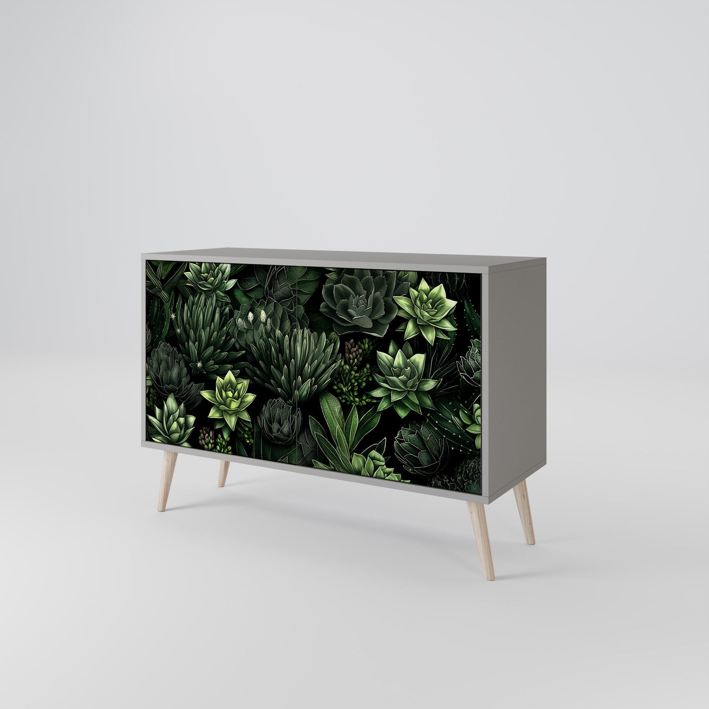 SUCCULENT JUNGLE 2-Door Sideboard in Grey Finish