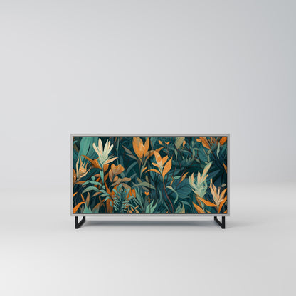 FLORAL SERENITY 2-Door Sideboard in Grey Finish
