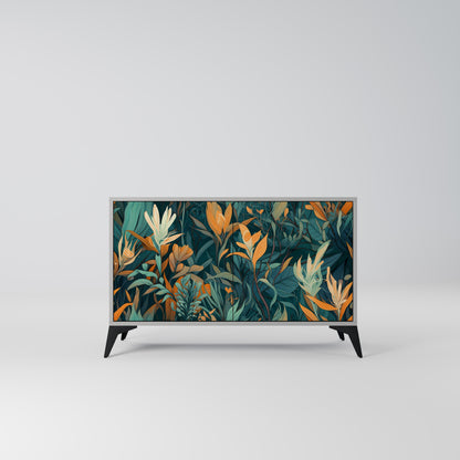 FLORAL SERENITY 2-Door Sideboard in Grey Finish