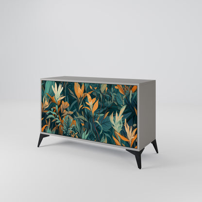FLORAL SERENITY 2-Door Sideboard in Grey Finish