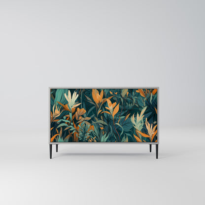 FLORAL SERENITY 2-Door Sideboard in Grey Finish