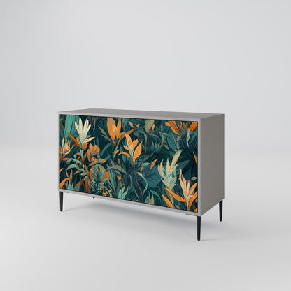 FLORAL SERENITY 2-Door Sideboard in Grey Finish