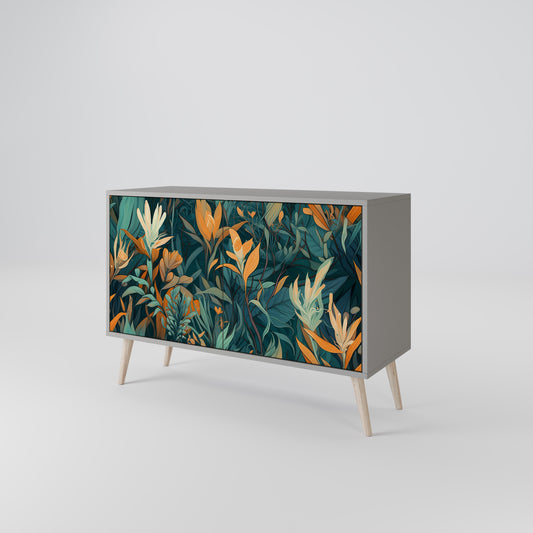 FLORAL SERENITY 2-Door Sideboard in Grey Finish