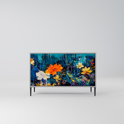 MIDNIGHT BLOSSOM 2-Door Sideboard in Grey Finish