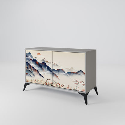 JAPANESE LANDSCAPE 2-Door Sideboard in Grey Finish