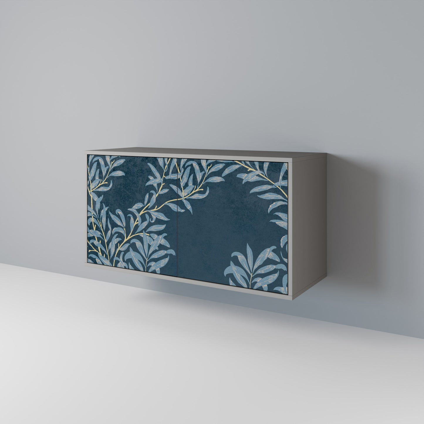 Credenza a 2 ante BLUE LEAVES in finitura grigia