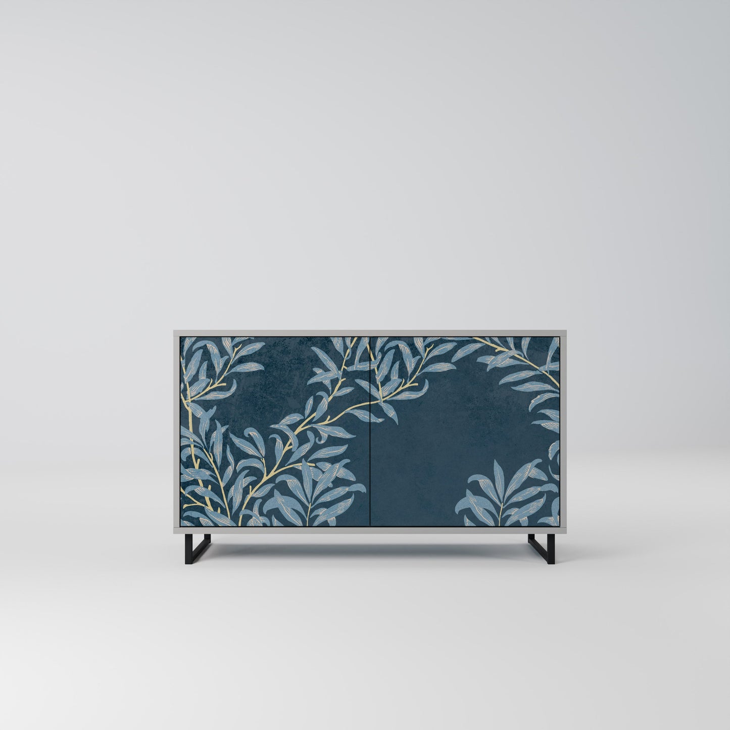 Credenza a 2 ante BLUE LEAVES in finitura grigia