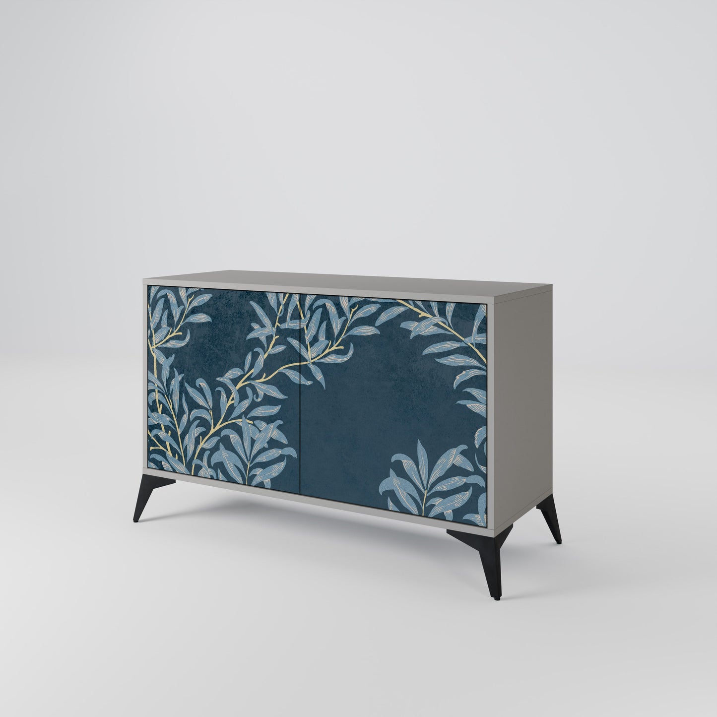 Credenza a 2 ante BLUE LEAVES in finitura grigia