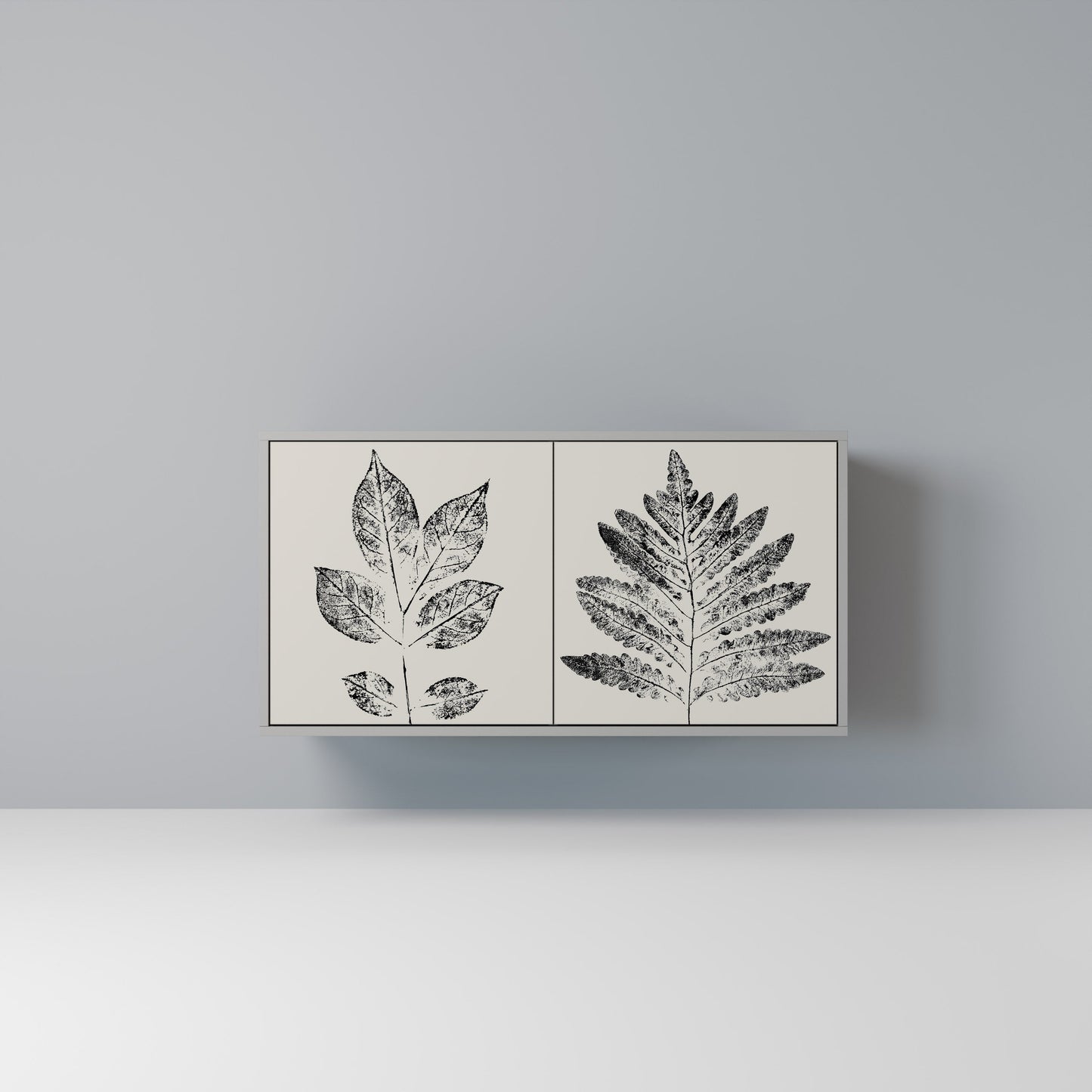 LEAFY STAMPS 2-Door Sideboard in Grey Finish