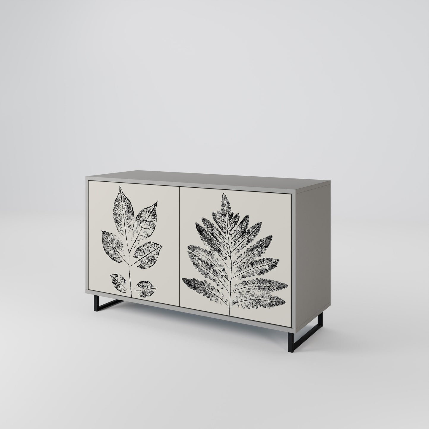 LEAFY STAMPS 2-Door Sideboard in Grey Finish