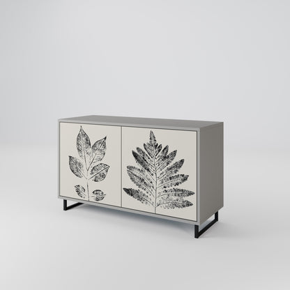 LEAFY STAMPS 2-Door Sideboard in Grey Finish