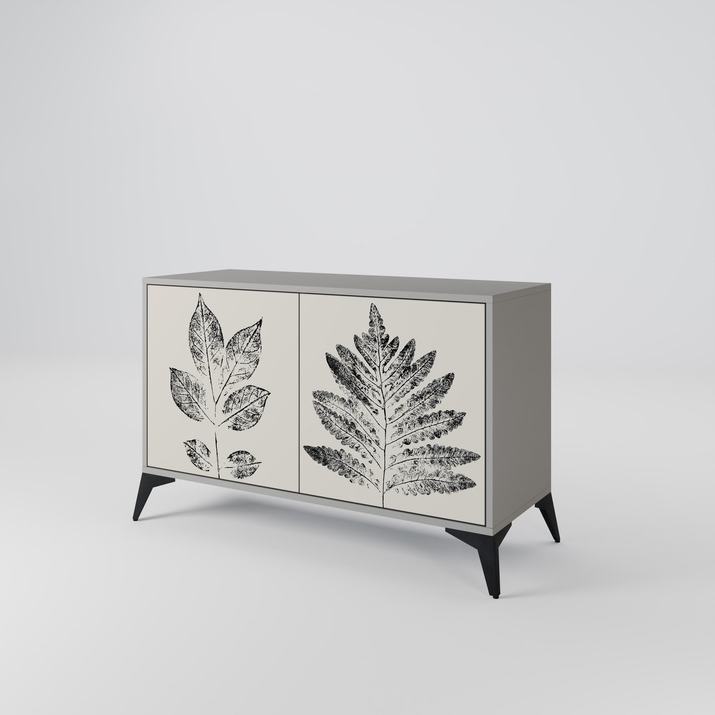 LEAFY STAMPS 2-Door Sideboard in Grey Finish