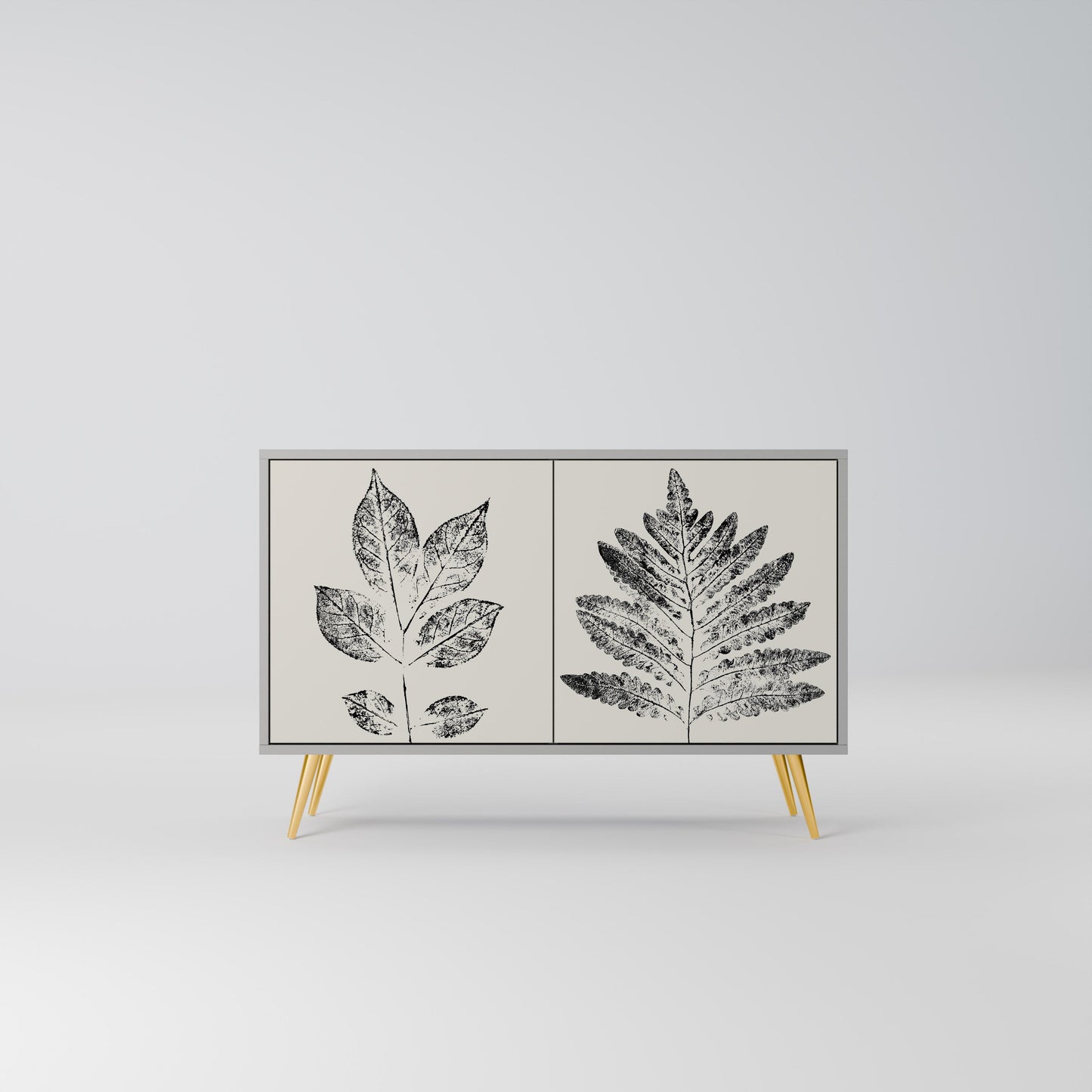 LEAFY STAMPS 2-Door Sideboard in Grey Finish