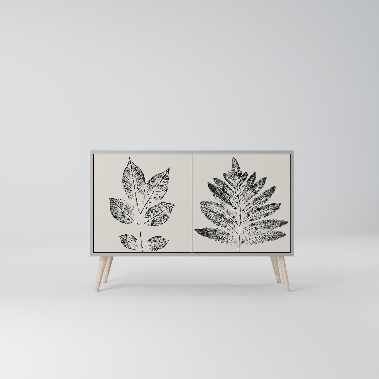 LEAFY STAMPS 2-Door Sideboard in Grey Finish
