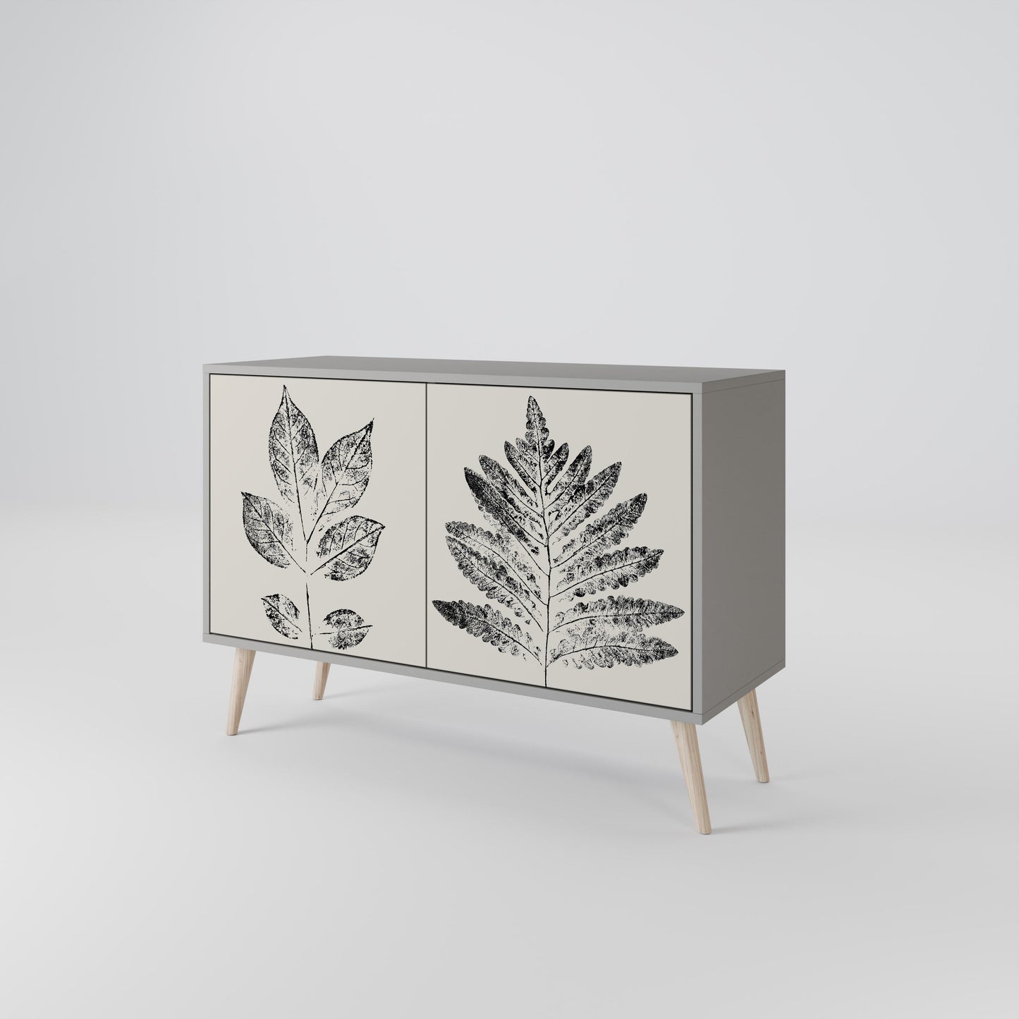 LEAFY STAMPS 2-Door Sideboard in Grey Finish