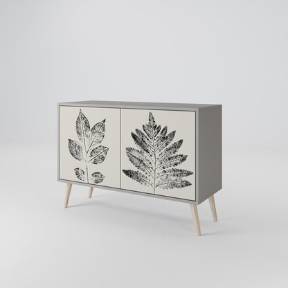 LEAFY STAMPS 2-Door Sideboard in Grey Finish