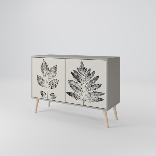 LEAFY STAMPS 2-Door Sideboard in Grey Finish