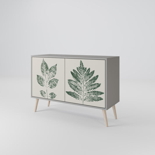 GREEN LEAFY STAMPS 2-Door Sideboard in Grey Finish