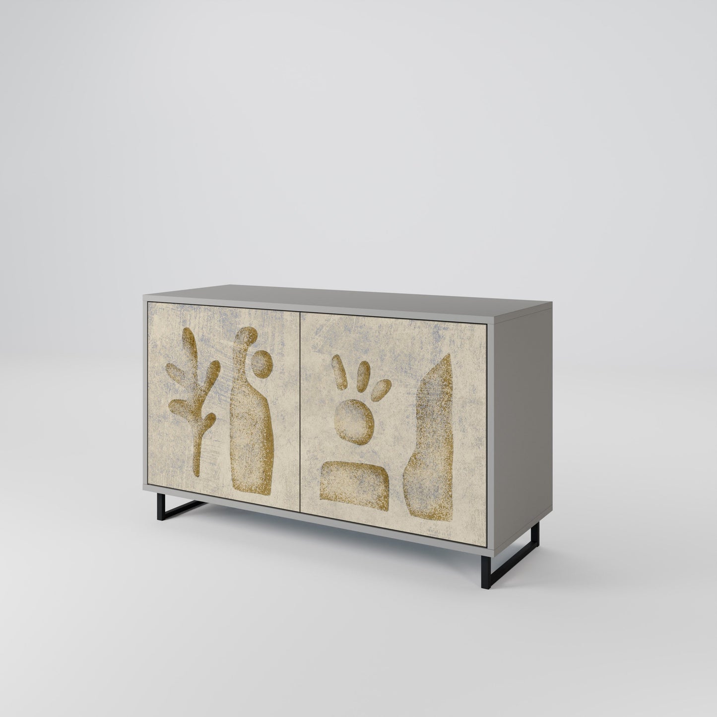 Credenza a 2 ante SAND SCULPTURES in finitura grigia