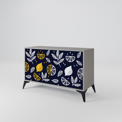 CITRUS BLACK AND WHITE 2-Door Sideboard in Grey Finish