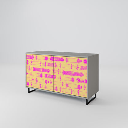 Credenza SKATEBOARD ARTISTRY a 2 ante con finitura grigia