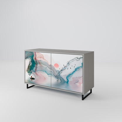 VELVET CROSSING 2-Door Sideboard in Grey Finish