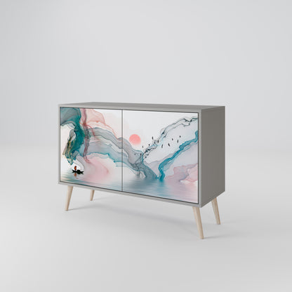 VELVET CROSSING 2-Door Sideboard in Grey Finish