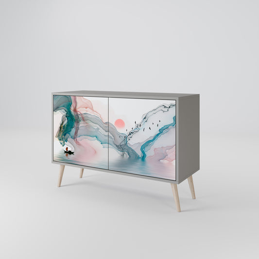 VELVET CROSSING 2-Door Sideboard in Grey Finish