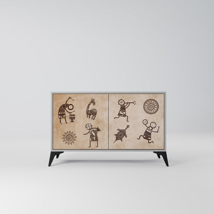 AFRICAN STYLE 2-Door Sideboard in Grey Finish