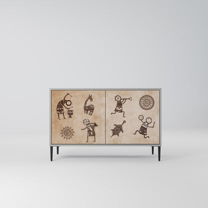 AFRICAN STYLE 2-Door Sideboard in Grey Finish