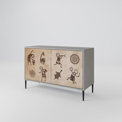 AFRICAN STYLE 2-Door Sideboard in Grey Finish