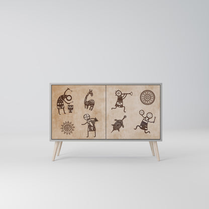 AFRICAN STYLE 2-Door Sideboard in Grey Finish