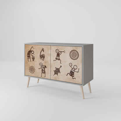 AFRICAN STYLE 2-Door Sideboard in Grey Finish