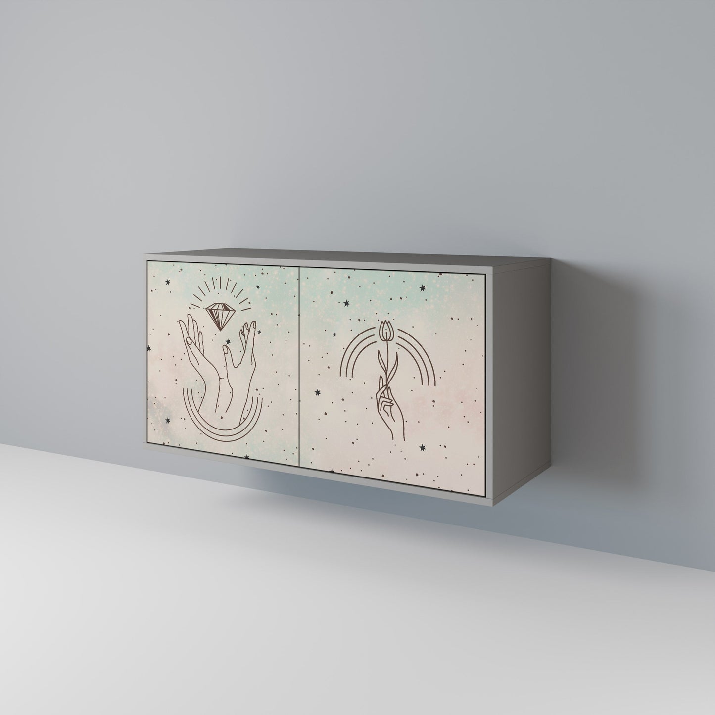 DELICATE BEAUTY 2-Door Sideboard in Grey Finish
