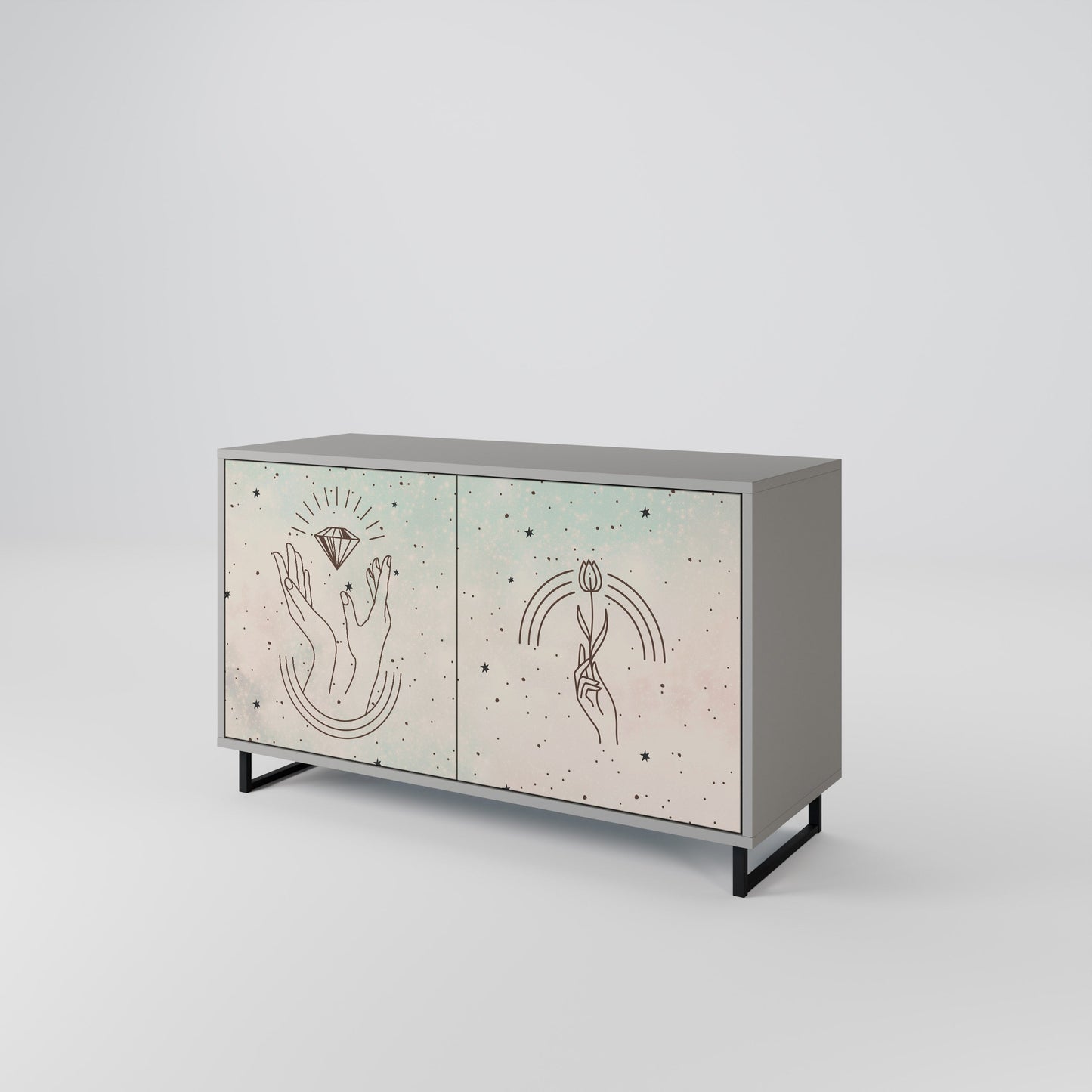 DELICATE BEAUTY 2-Door Sideboard in Grey Finish