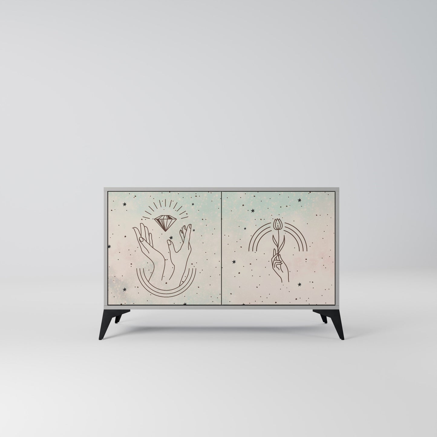 DELICATE BEAUTY 2-Door Sideboard in Grey Finish