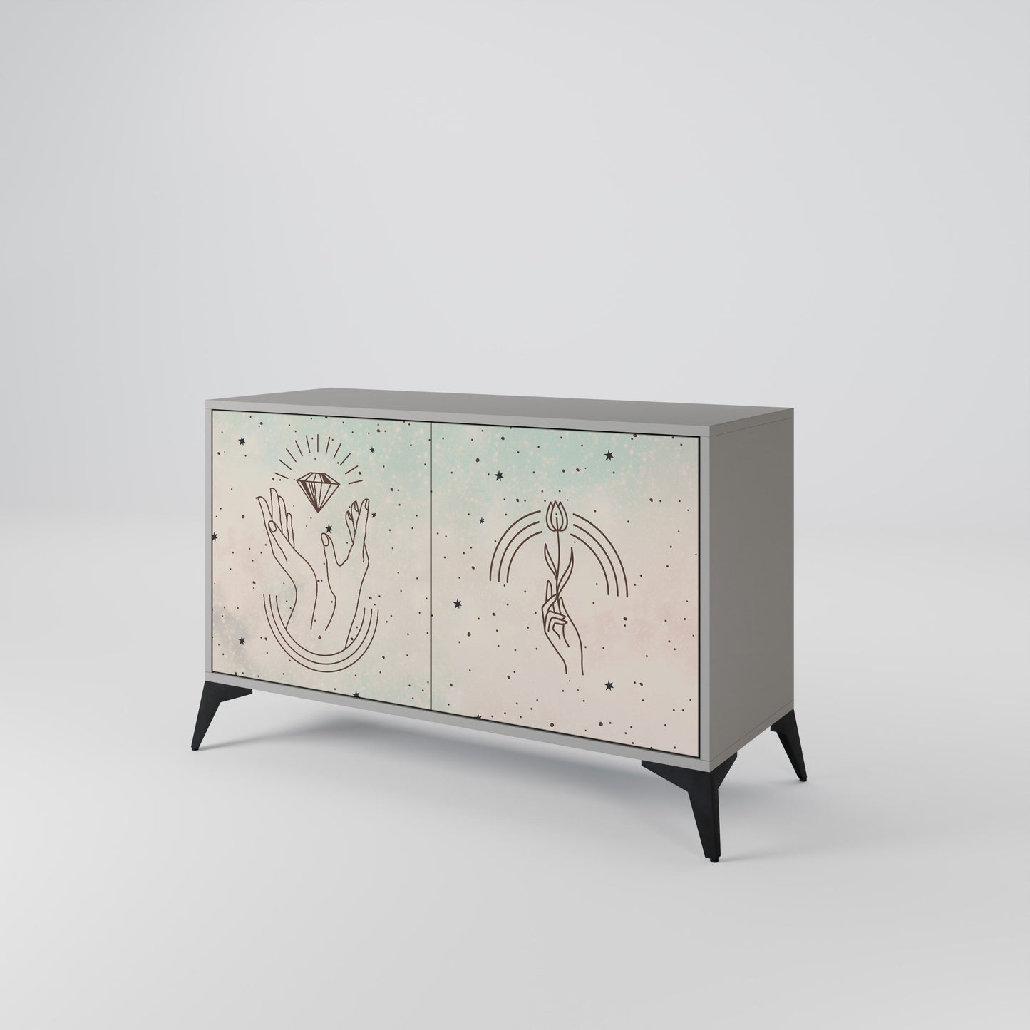 DELICATE BEAUTY 2-Door Sideboard in Grey Finish