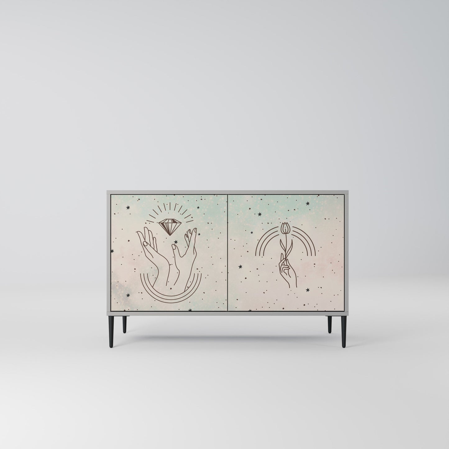 DELICATE BEAUTY 2-Door Sideboard in Grey Finish