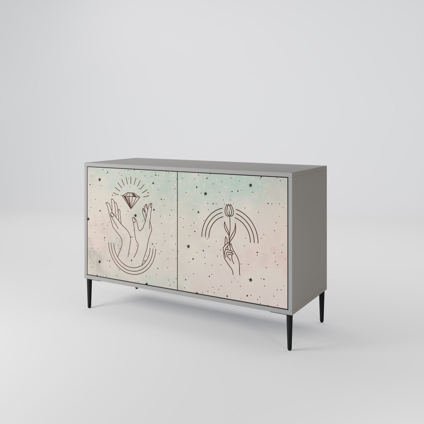 DELICATE BEAUTY 2-Door Sideboard in Grey Finish