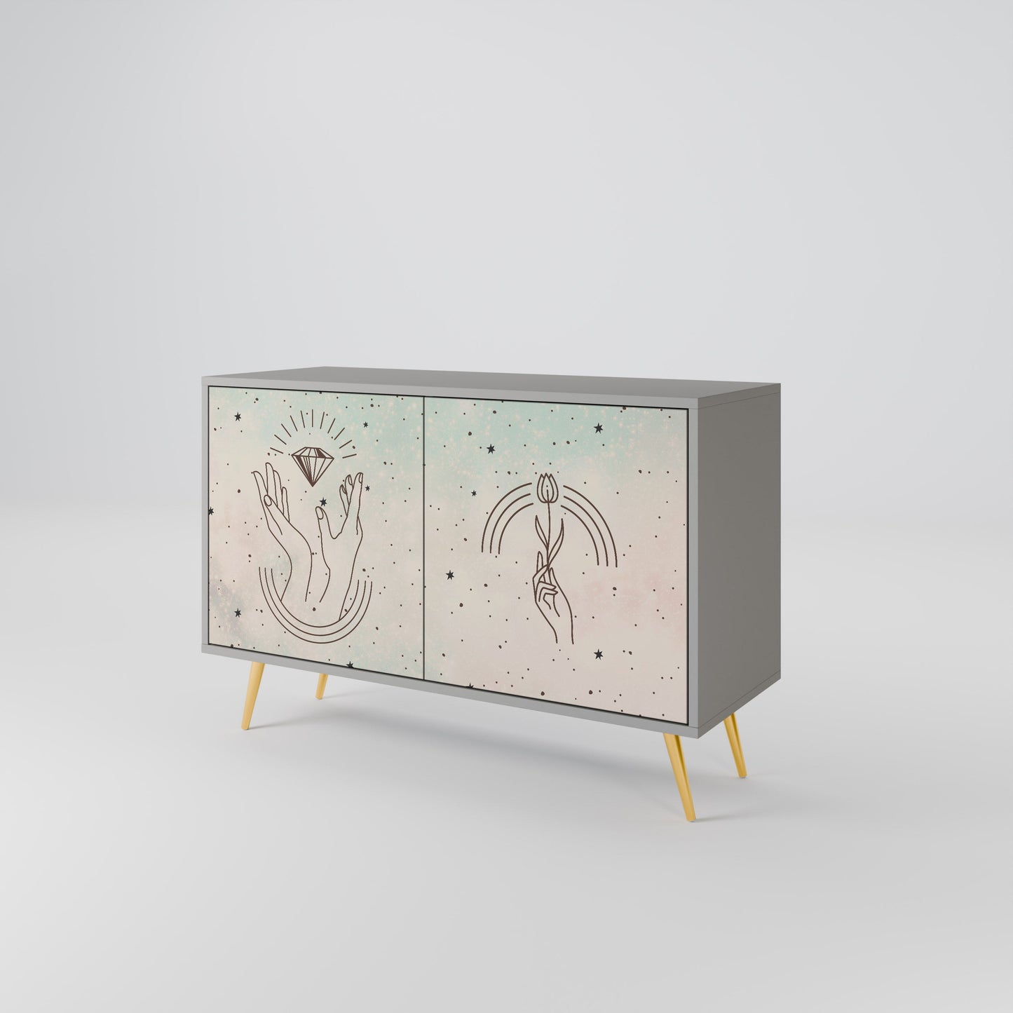 DELICATE BEAUTY 2-Door Sideboard in Grey Finish