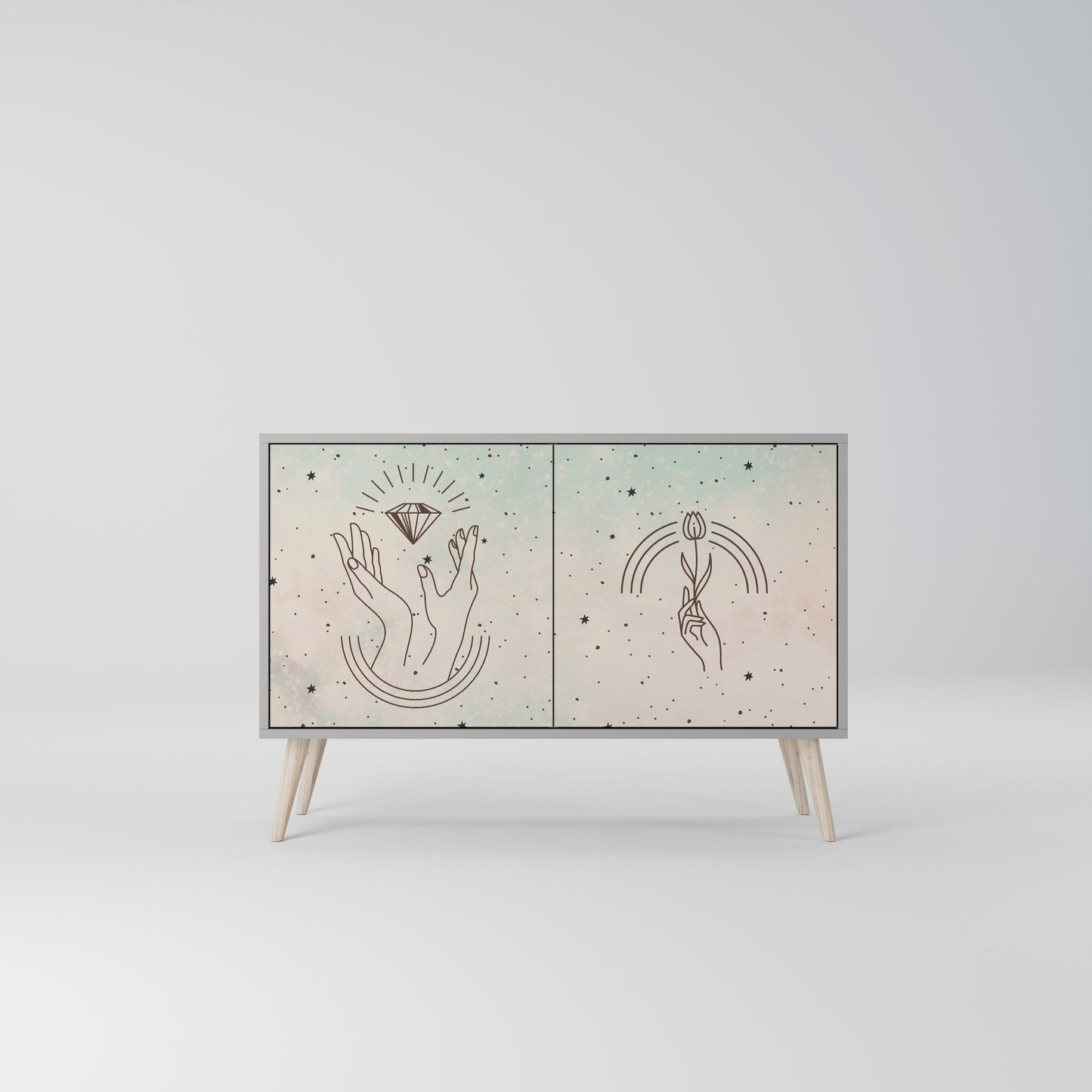 DELICATE BEAUTY 2-Door Sideboard in Grey Finish
