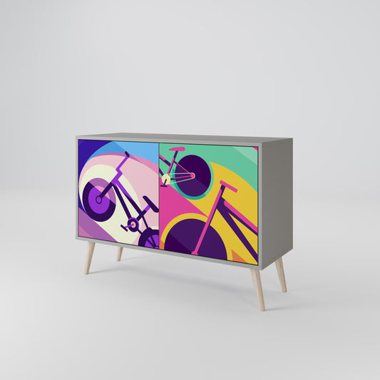 Credenza a 2 ante BIKE DREAMS in finitura grigia