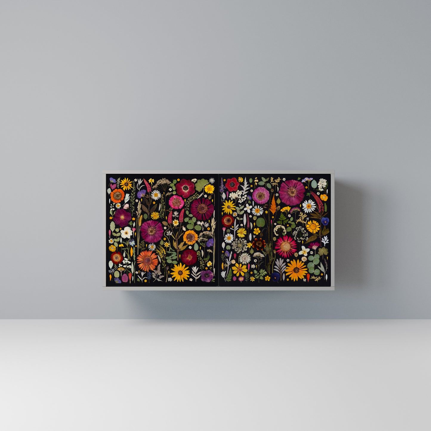 MIDNIGHT GARDEN Madia a 2 Ante in Finitura Grigia