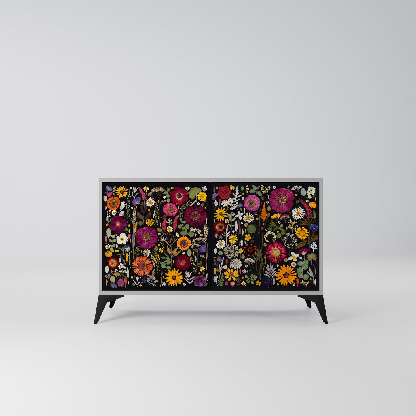 MIDNIGHT GARDEN Madia a 2 Ante in Finitura Grigia